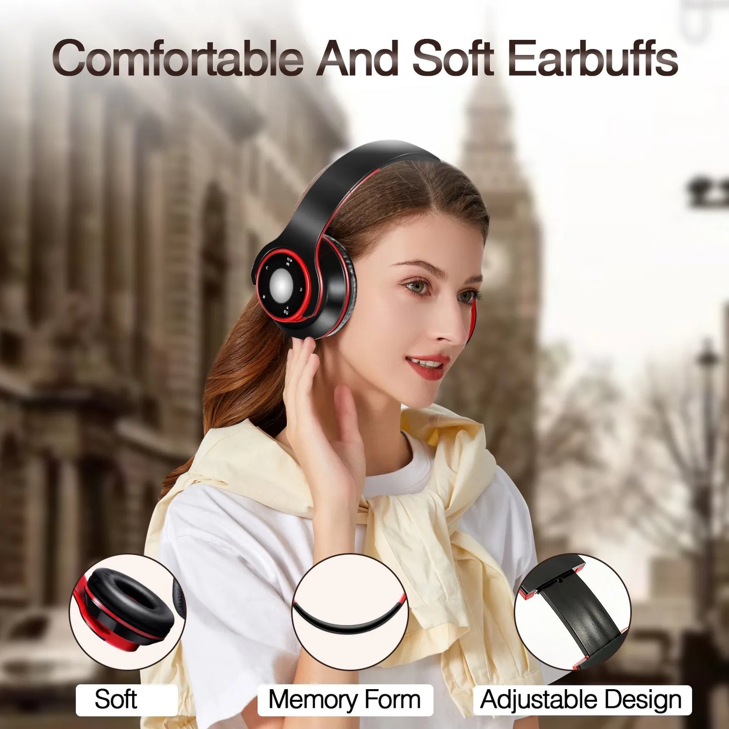 Colorful Stereo Audio Mp3 Bluetooth Headset Wireless Headphones Earphone