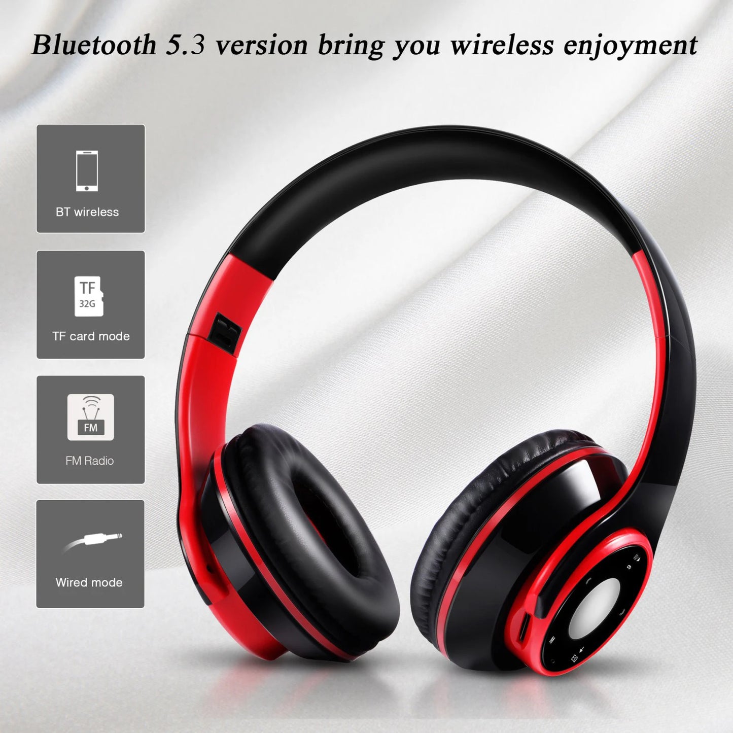 Colorful Stereo Audio Mp3 Bluetooth Headset Wireless Headphones Earphone
