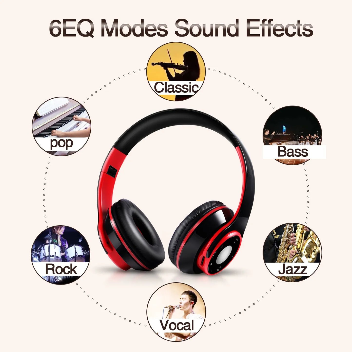 Colorful Stereo Audio Mp3 Bluetooth Headset Wireless Headphones Earphone