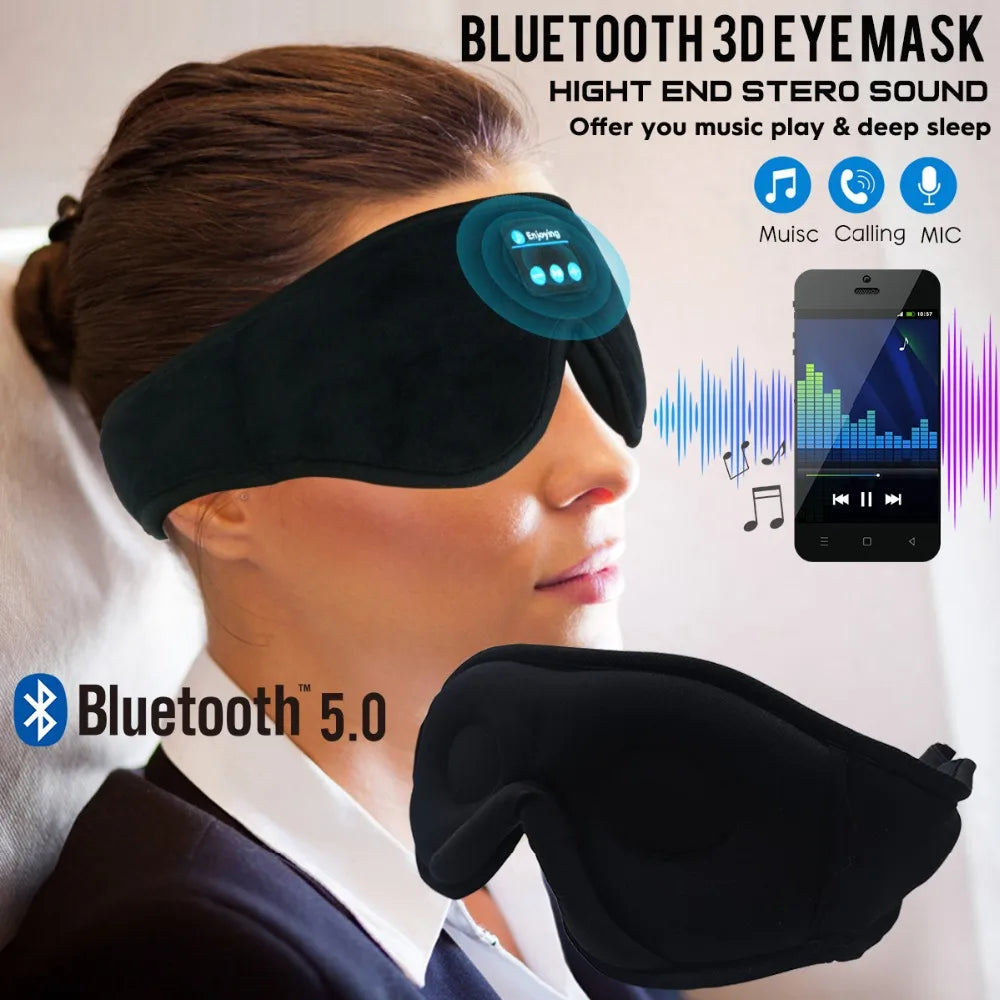 Sleeping Mask 3D Eye Mask HeadSet Headband Soft Elastic Comfortable Wireless