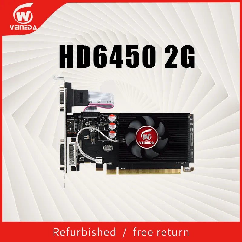 GPU Veineda Graphics Cards HD6450 2GB DDR3 ATI Radeon Gaming Refurbished Cards