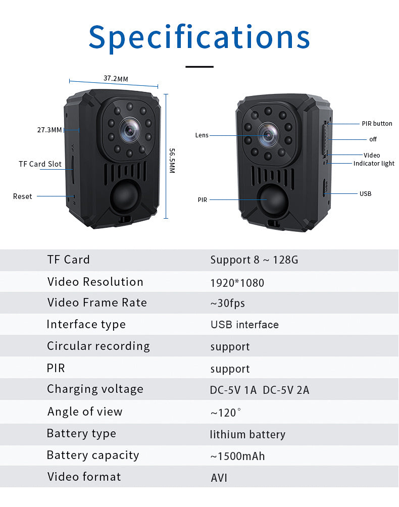 MD31 2022 1080P Portable Body Camera Mini Camera Pocket Cam