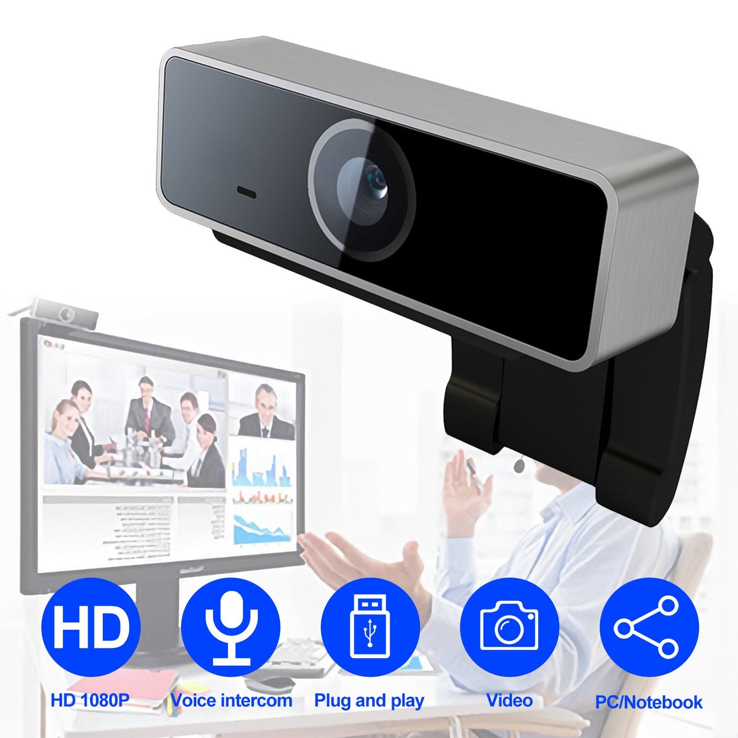 FHD 1080P Webcam USB PC Computer Webcam Auto Focus With Microphone