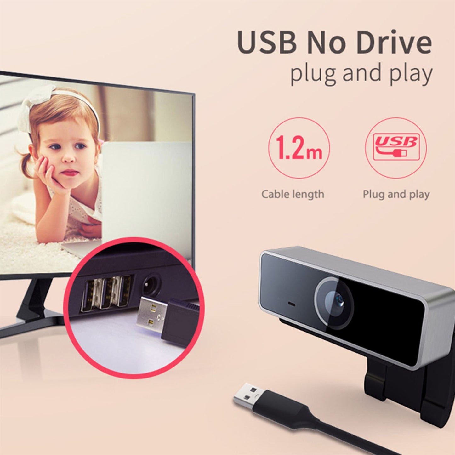 FHD 1080P Webcam USB PC Computer Webcam Auto Focus With Microphone